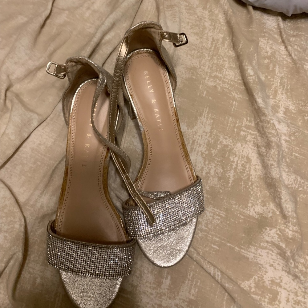 block 3inch sliver sparkle high heel
